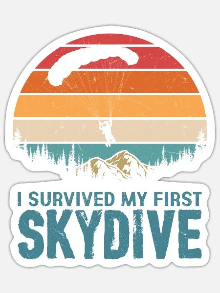 J’ai survécu à mon premier parachute de parachutiste - Sticker taille S (10 x 10 cm) - blanc mat