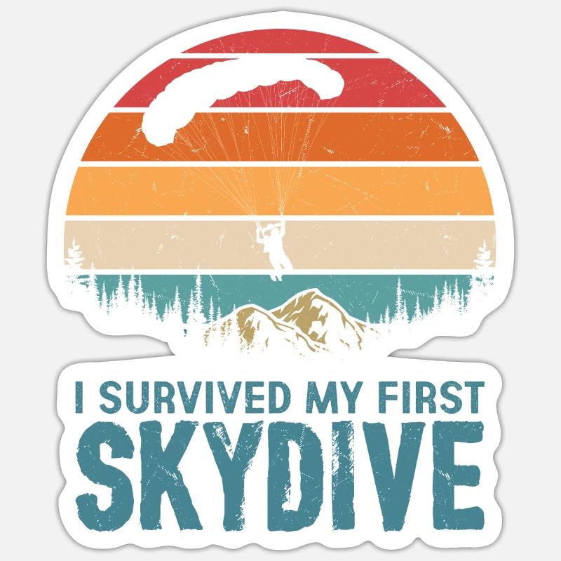 J’ai survécu à mon premier parachute de parachutiste - Sticker taille S (10 x 10 cm) - blanc mat