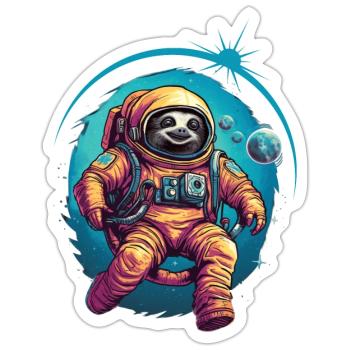 Faultier Astronaut Weltraum Raumfahrt Geschenk - Sticker Größe S (10 x 10 cm) - Mattweiß - Vorne