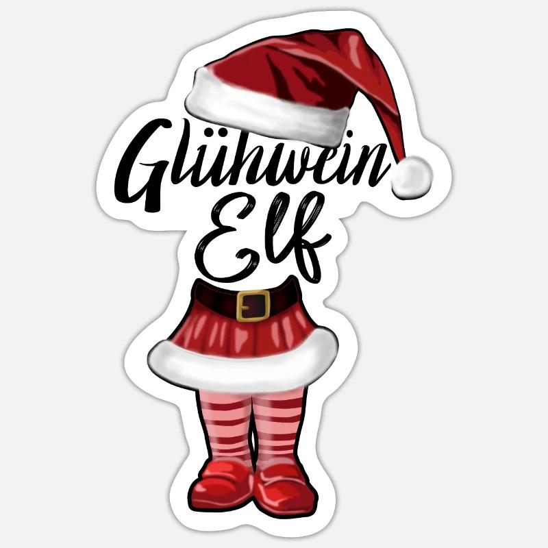 Christmas Mulled Wine Elf - Sticker size S (10 x 10 cm) - white matte