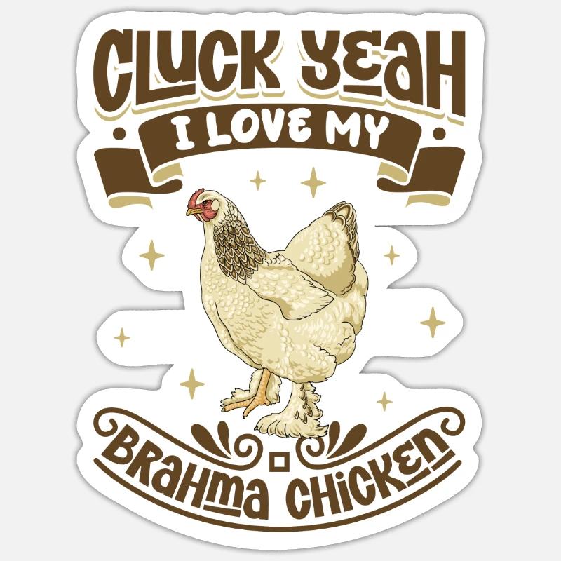J’aime mon Brahma - Sticker taille S (10 x 10 cm) - blanc mat