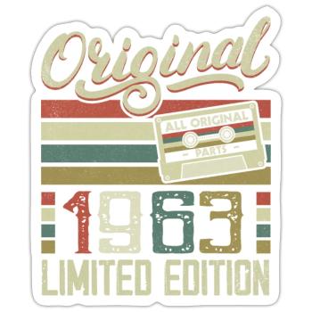 Vintage 1963 Retro Birthday Gift 1963 - Sticker size S (10 x 10 cm) - white matte - Front
