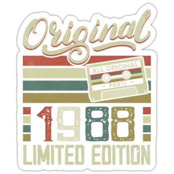 Jahrgang 1988 Retro Geburtstagsgeschenk 1988 - Sticker Größe S (10 x 10 cm) - Mattweiß - Vorne