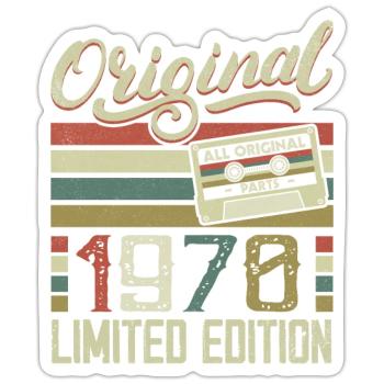Jahrgang 1970er Retro 1970er Jahre Geburtstagsgeschenk - Sticker Größe S (10 x 10 cm) - Mattweiß - Vorne