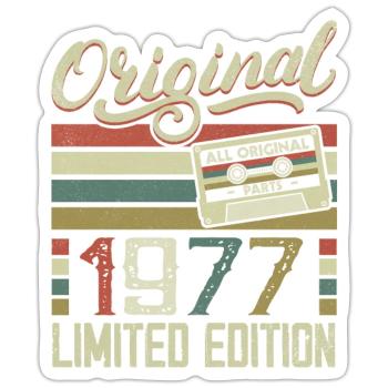 Jahrgang 1977 Retro Geburtstagsgeschenk 1977 - Sticker Größe S (10 x 10 cm) - Mattweiß - Vorne