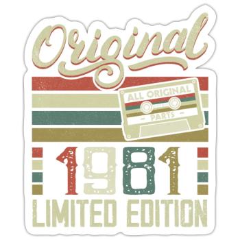 Vintage 1981 Retro Birthday Gift 1981 - Sticker size S (10 x 10 cm) - white matte - Front