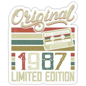 Jahrgang 1987 Retro Geburtstagsgeschenk 1987 - Sticker Größe S (10 x 10 cm) - Mattweiß - Vorne