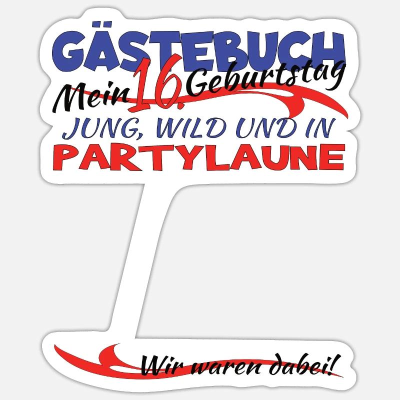16. Geburtstag Mädchen & Junge Gästebuch - Sticker Größe S (10 x 10 cm) - Mattweiß