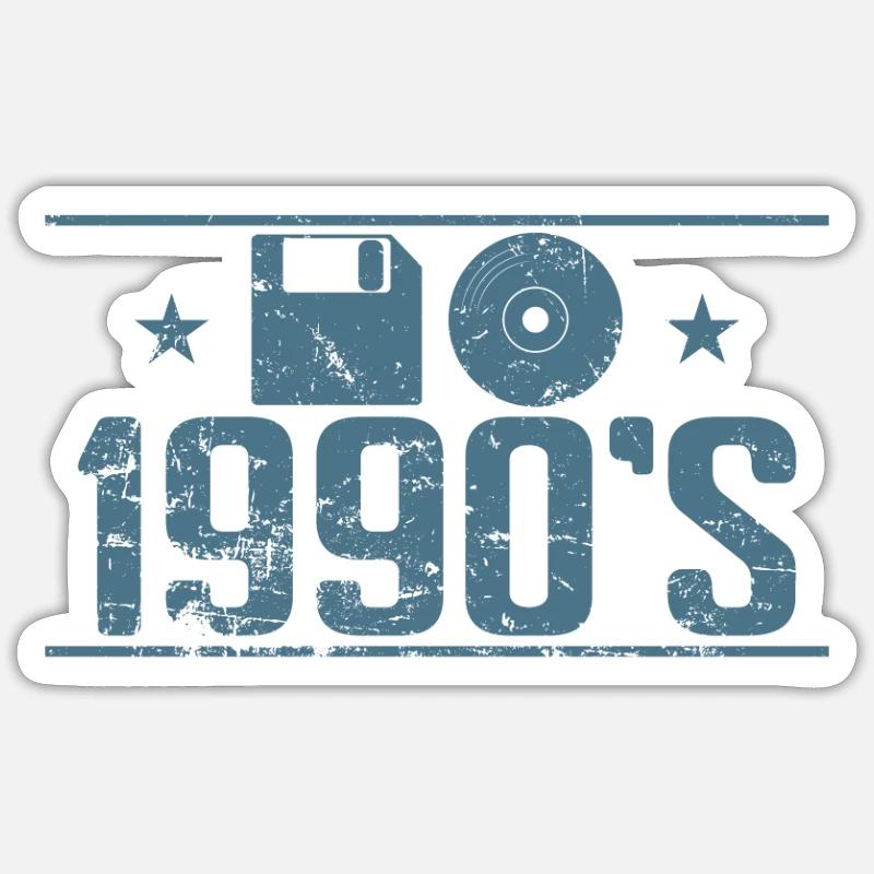 Floppy disk and CD 1990's retro memory module Sticker size S (10 x 10 cm)