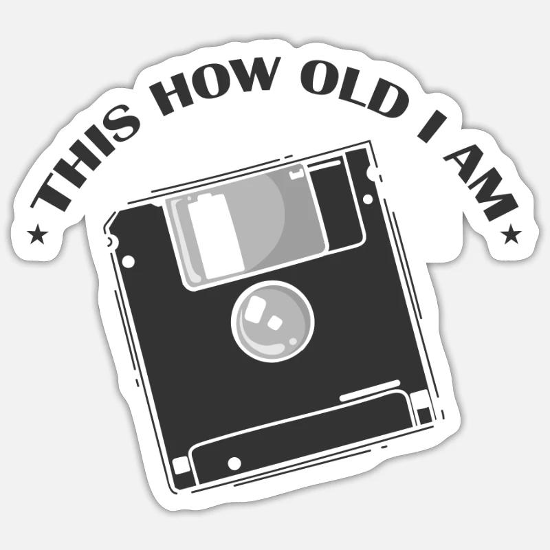 This how old I am Diskette Retrospeichermodul Sticker Größe S (10 x 10 cm)