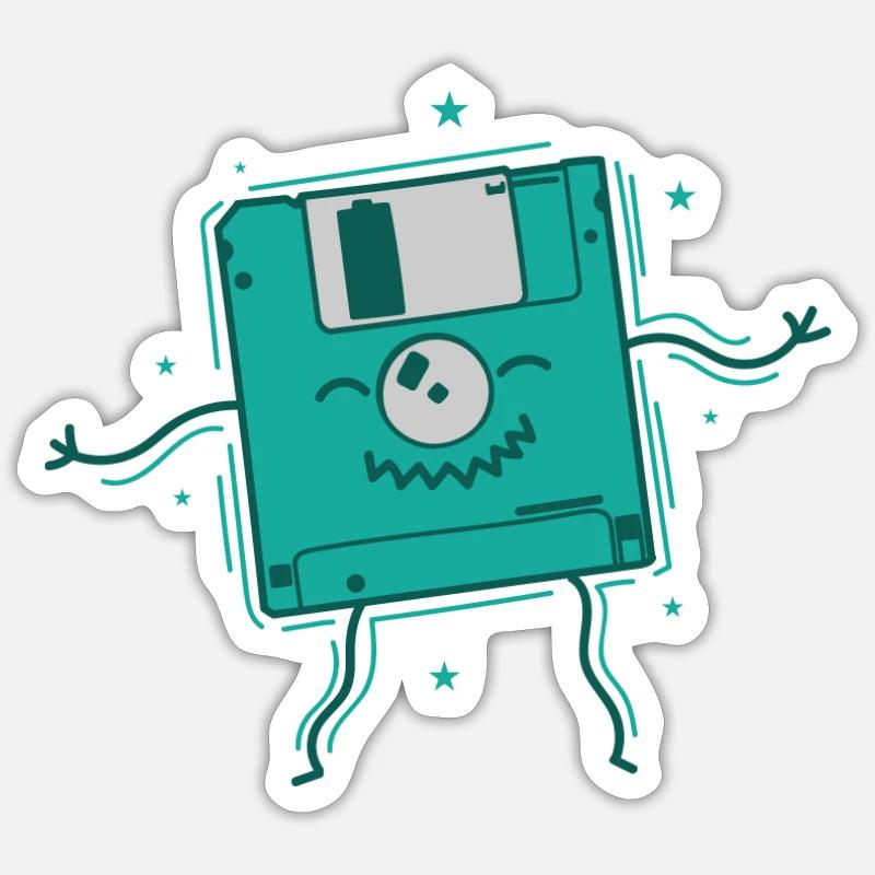 Diskette tanzt Retrospeichermodul Datenträger - Sticker Größe S (10 x 10 cm) - Mattweiß
