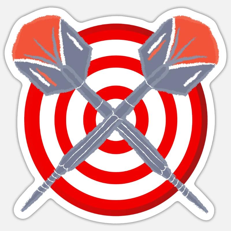 Motif croix de cible en fléchette - Sticker taille S (10 x 10 cm) - blanc mat