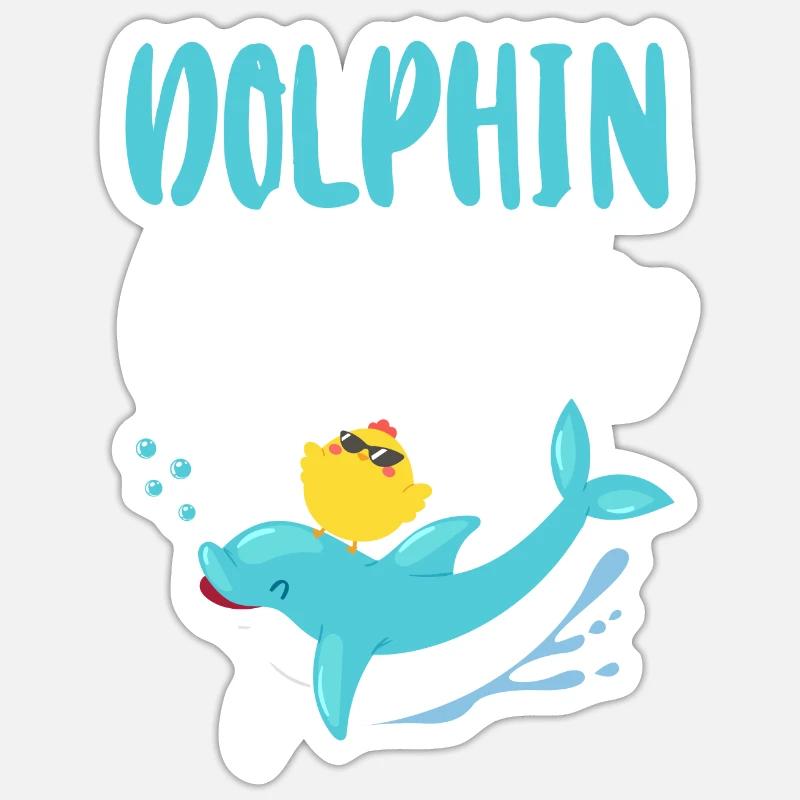 Dolphin Chicken Dolphin Chick - Sticker Größe S (10 x 10 cm) - Mattweiß