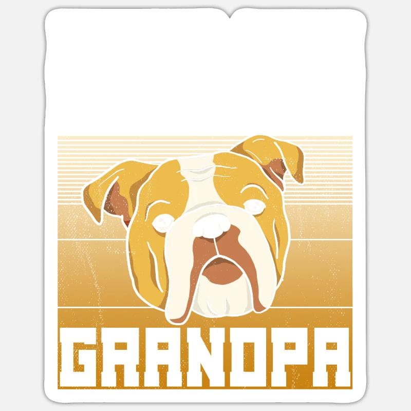 Grand-père bouledogue anglais - Sticker taille S (10 x 10 cm) - blanc mat