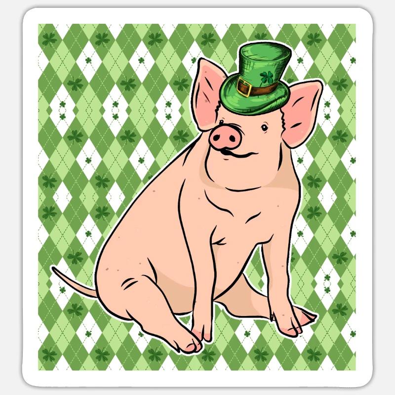 Cochon chanceux - Sticker taille S (10 x 10 cm) - blanc mat