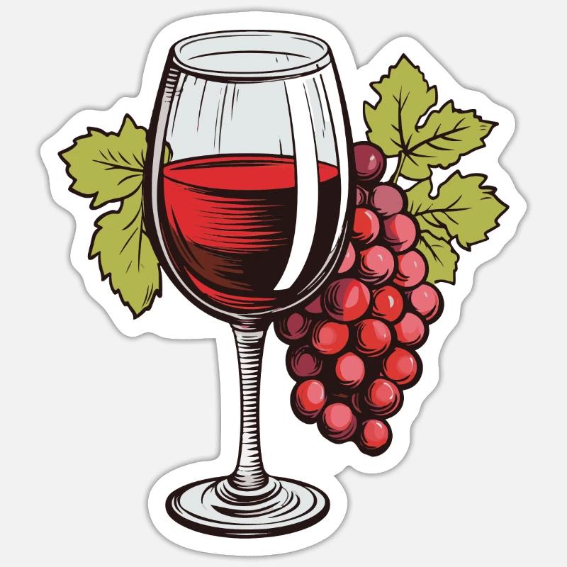 Weinglas Trauben Wein - Sticker Größe S (10 x 10 cm) - Mattweiß