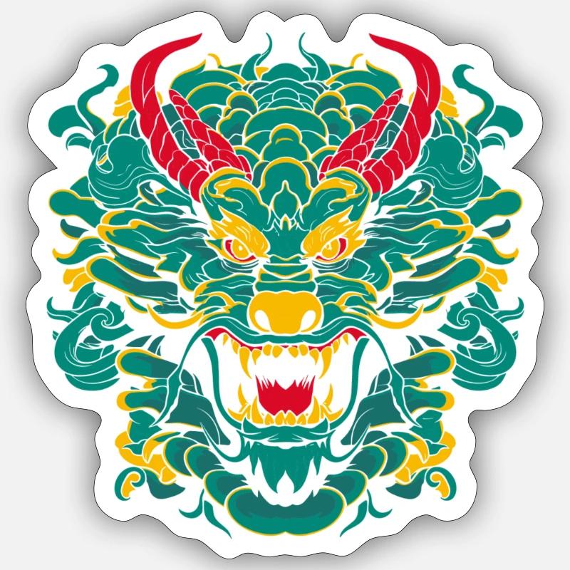 Année du Dragon 2024 - Sticker taille S (10 x 10 cm) - blanc mat