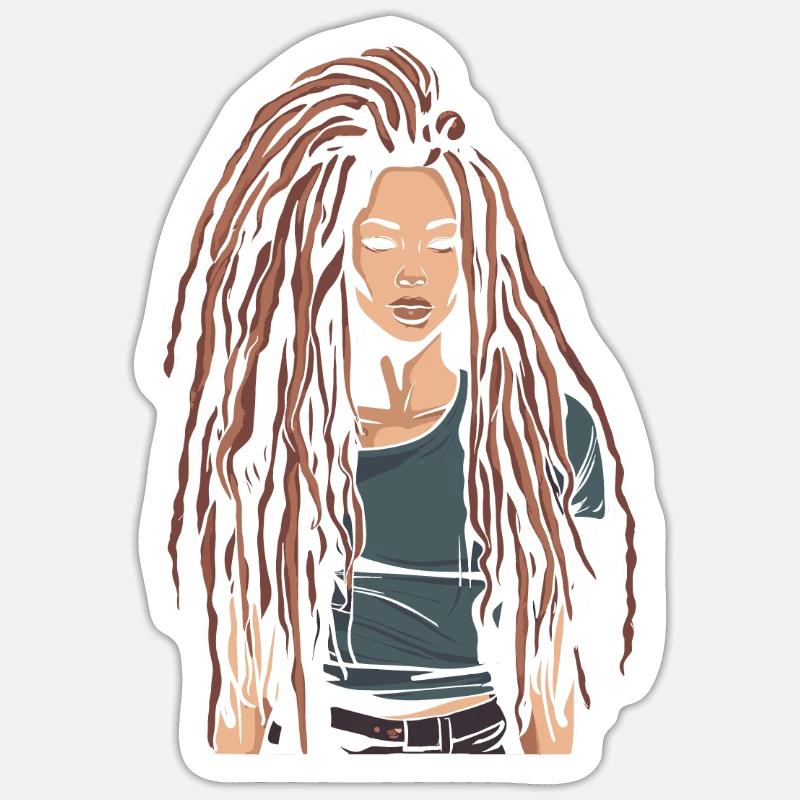 Rasta Haare Dreadlocks Dreads - Sticker Größe S (10 x 10 cm) - Mattweiß