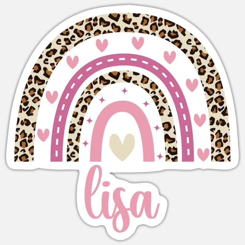 Lisa Regenbogen Name Geburtstag Lisa - Sticker Größe S (10 x 10 cm) - Mattweiß