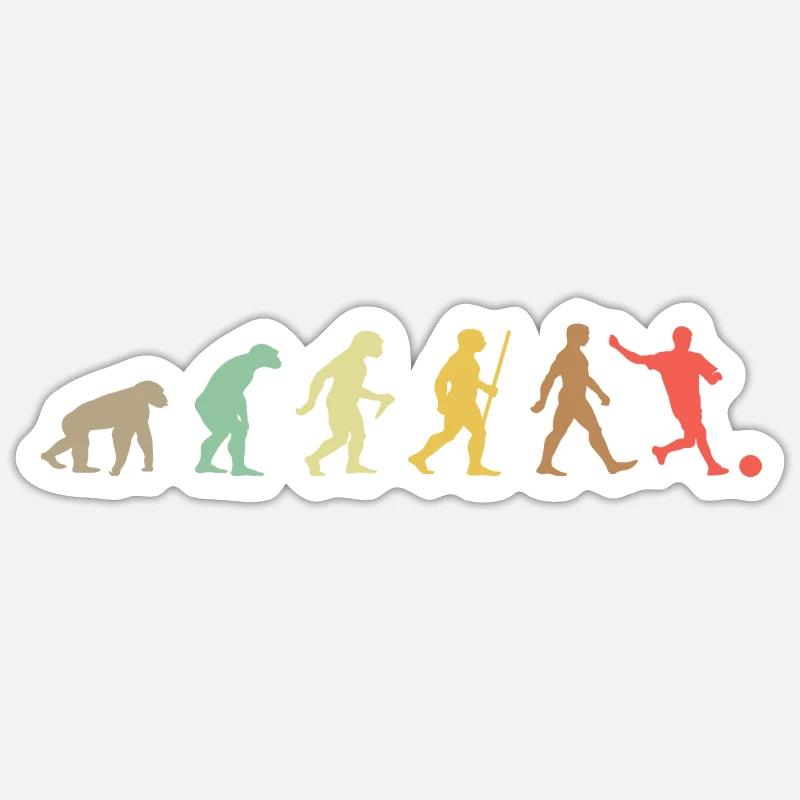 Fußball Retro Fußball Evolution - Sticker Größe S (10 x 10 cm) - Mattweiß
