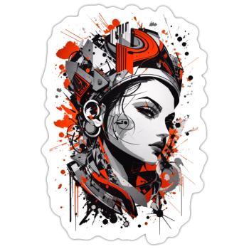 Abstract Colorful Young Woman Graffiti Art - Sticker size S (10 x 10 cm) - white matte - Front