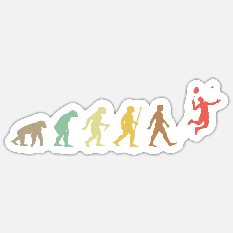Badminton Retro Federball Evolution - Sticker Größe S (10 x 10 cm) - Mattweiß