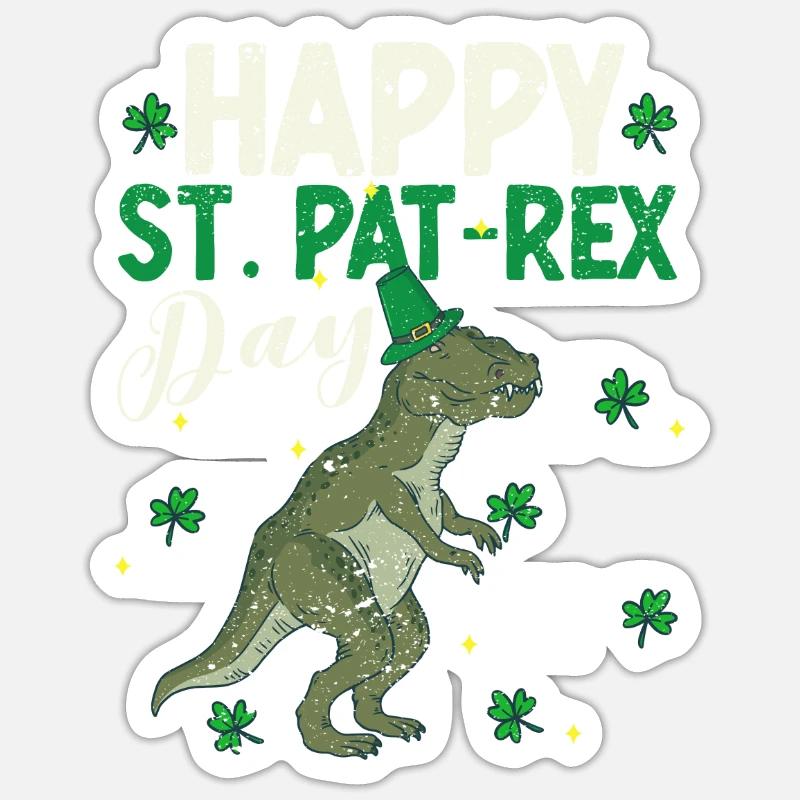 Glücklich St.Pat-Rex Tag Saint Patrick Dinosaurier Sticker Größe S (10 x 10 cm)
