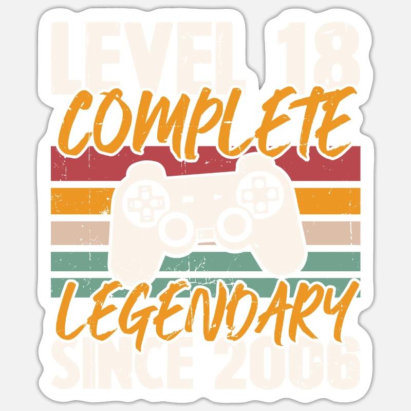 Niveau 18 Complete 2006, Cadeau D'anniversaire - Sticker taille S (10 x 10 cm) - blanc mat