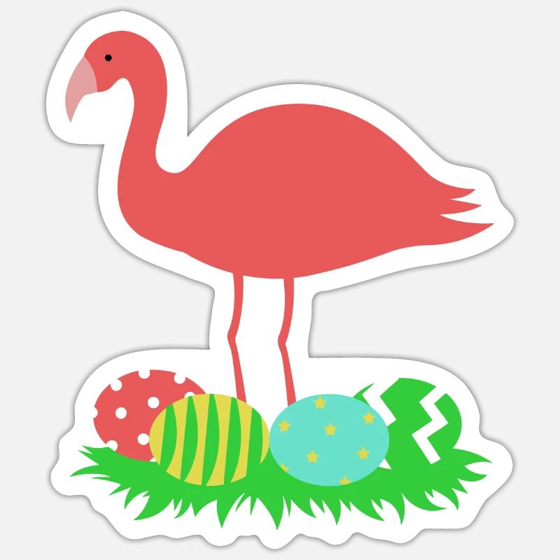 Flamingo Easter Eggs Hunt Happy Eastercatcatspetpe Sticker size S (10 x 10 cm)
