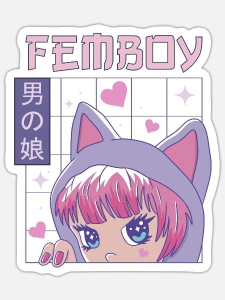 Femboy Crossdressing Crossdresser MTF Anime - Sticker Größe S (10 x 10 cm) - Mattweiß