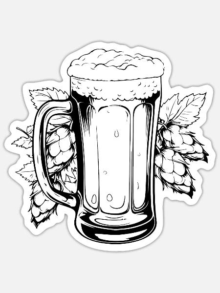 Bierglas Hopfen Malz Bier - Sticker Größe S (10 x 10 cm) - Mattweiß