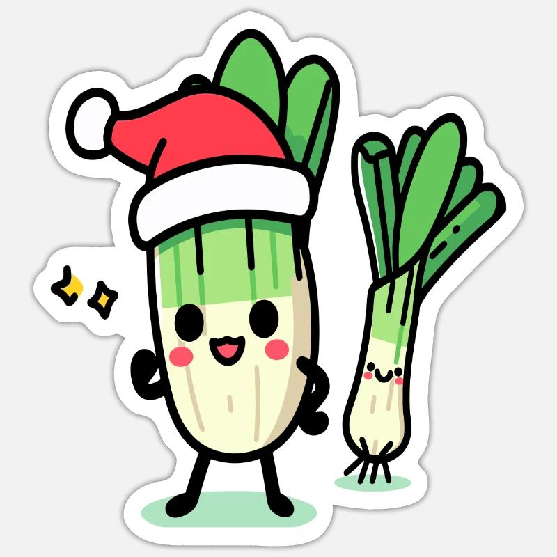 St. Nicholas kawaii leeks - Sticker size S (10 x 10 cm) - white matte
