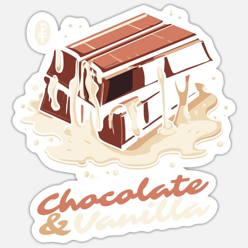 Chocolat et vanille - Sticker taille S (10 x 10 cm) - blanc mat