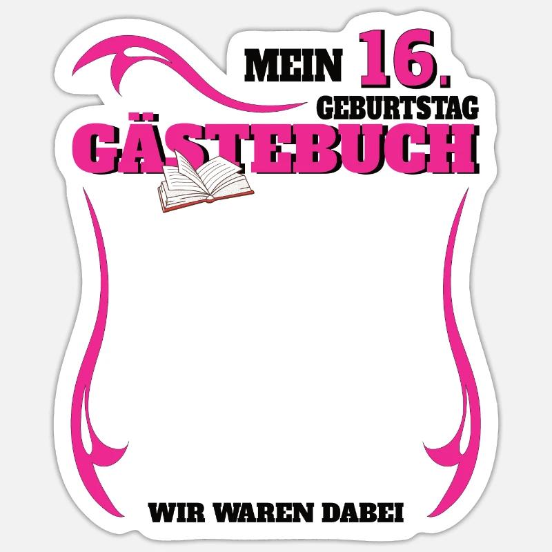 16. Geburtstag Mädchen & Junge Gästebuch Sticker Größe S (10 x 10 cm)