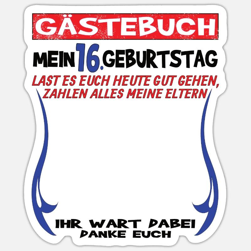 16. Geburtstag Mädchen & Junge Gästebuch Sticker Größe S (10 x 10 cm)