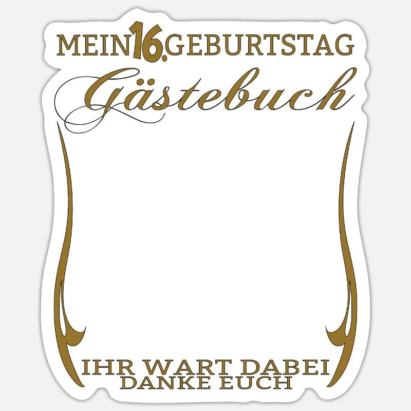 16. Geburtstag Mädchen & Junge Gästebuch Sticker Größe S (10 x 10 cm)