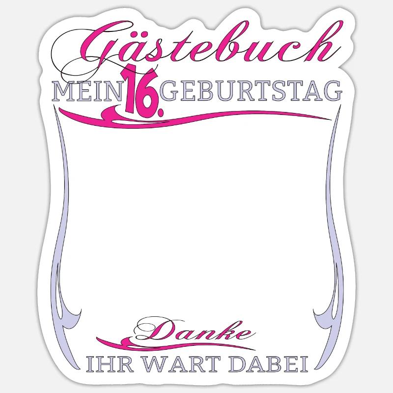 16. Geburtstag Mädchen & Junge Gästebuch Sticker Größe S (10 x 10 cm)