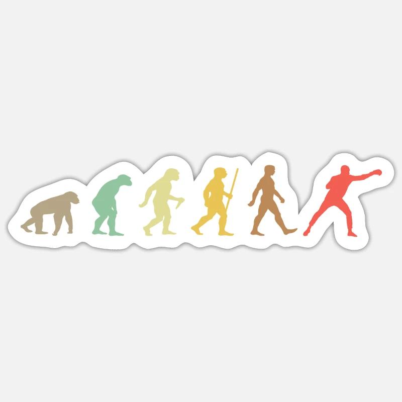 Vintage Boxing Retro Boxer Evolution Sticker size S (10 x 10 cm)