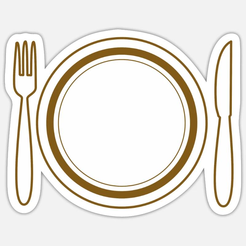 TELLER BESTECK - Sticker Größe S (10 x 10 cm) - Mattweiß