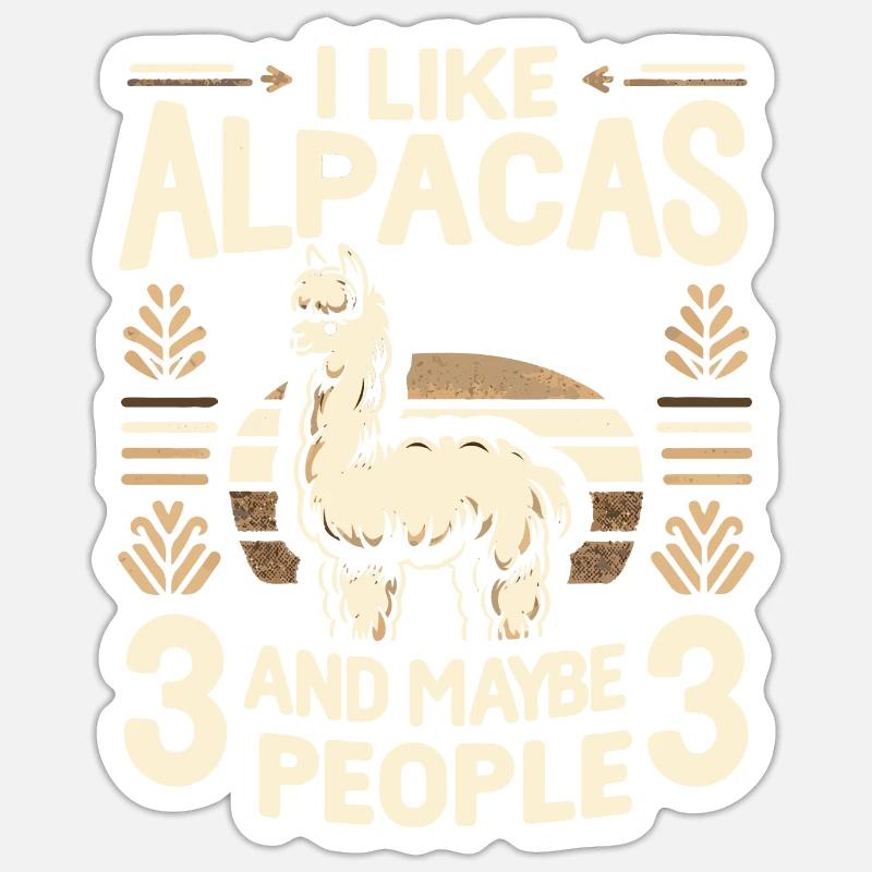 Alpaka Llama - Sticker Größe S (10 x 10 cm) - Mattweiß