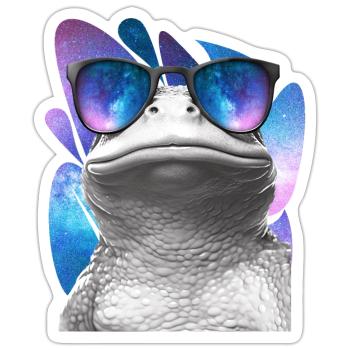 Frog Space Glasses Galaxy Sunglasses Meme - Sticker Größe S (10 x 10 cm) - Mattweiß - Vorne