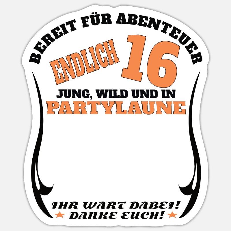 16. Geburtstag Mädchen & Junge Gästebuch Sticker Größe S (10 x 10 cm)