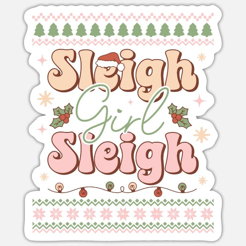Pull de Noël moche - Sticker taille S (10 x 10 cm) - blanc mat
