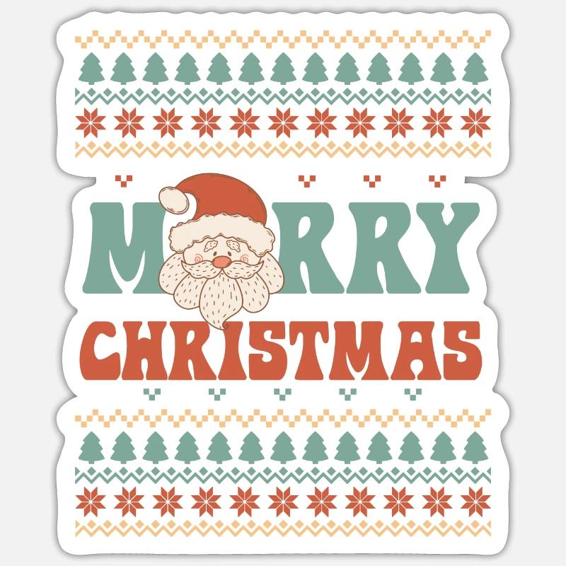 Pull de Noël moche - Sticker taille S (10 x 10 cm) - blanc mat