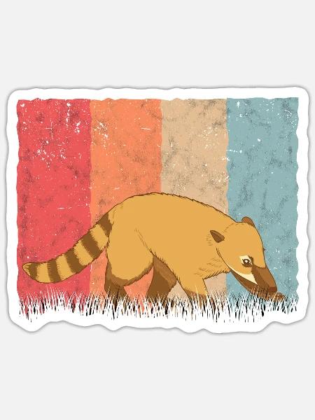 Nasenbär Retro Coati Vintage - Sticker Größe S (10 x 10 cm) - Mattweiß