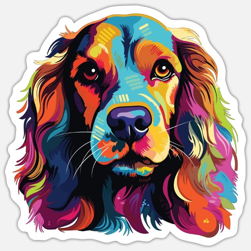 Wasserfarben Farbenfroher Cocker Spaniel - Sticker størrelse S (10 x 10 cm) - mat hvid