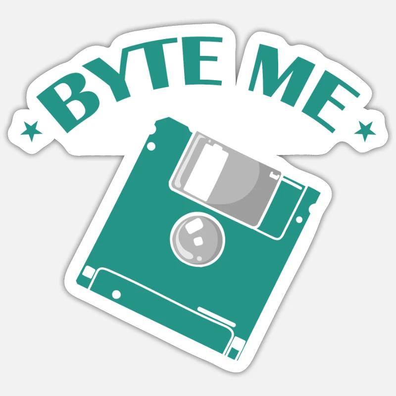 Byte me Disquette Module de mémoire rétro de disquette Sticker taille S (10 x 10 cm)