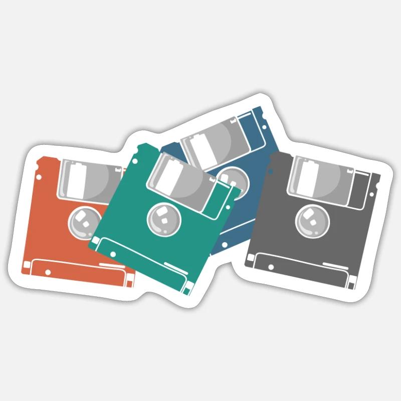 bunte Disketten Retrospeichermodul Datenträger Sticker Größe S (10 x 10 cm)