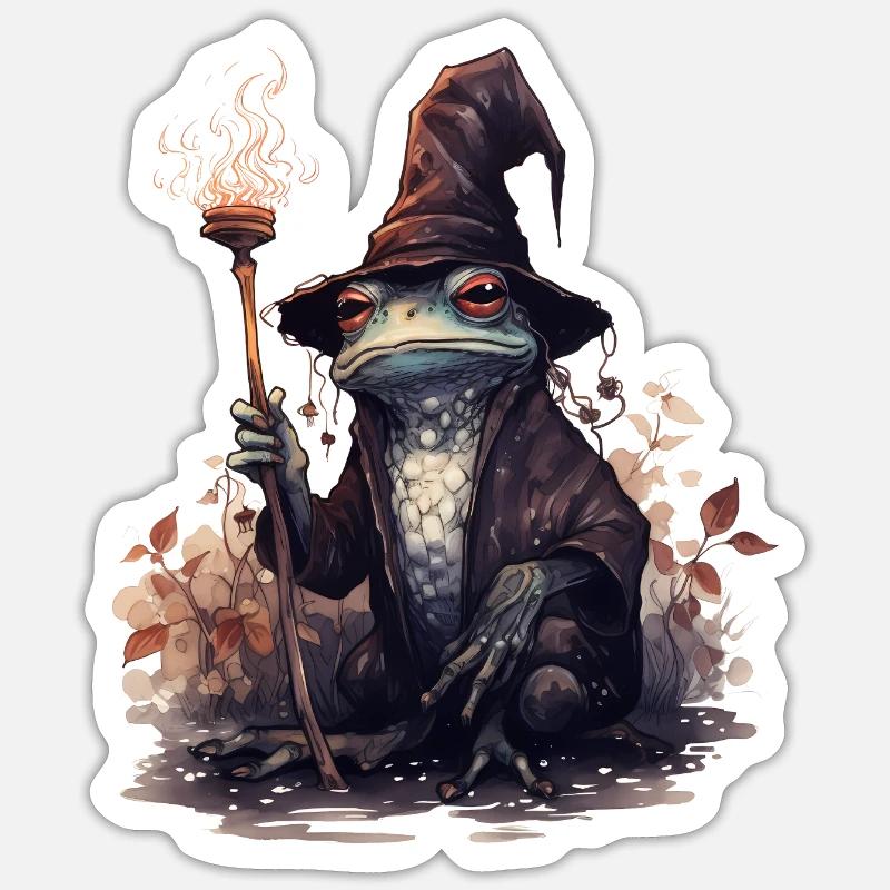 Magic frog with magic hat and magic wand Sticker size S (10 x 10 cm)