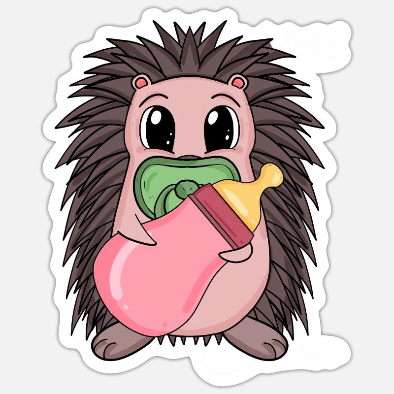 Motif de bébé hérisson - Sticker taille S (10 x 10 cm) - blanc mat